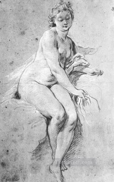  sentado Pintura al %C3%B3leo - Rococó desnudo sentado Francois Boucher